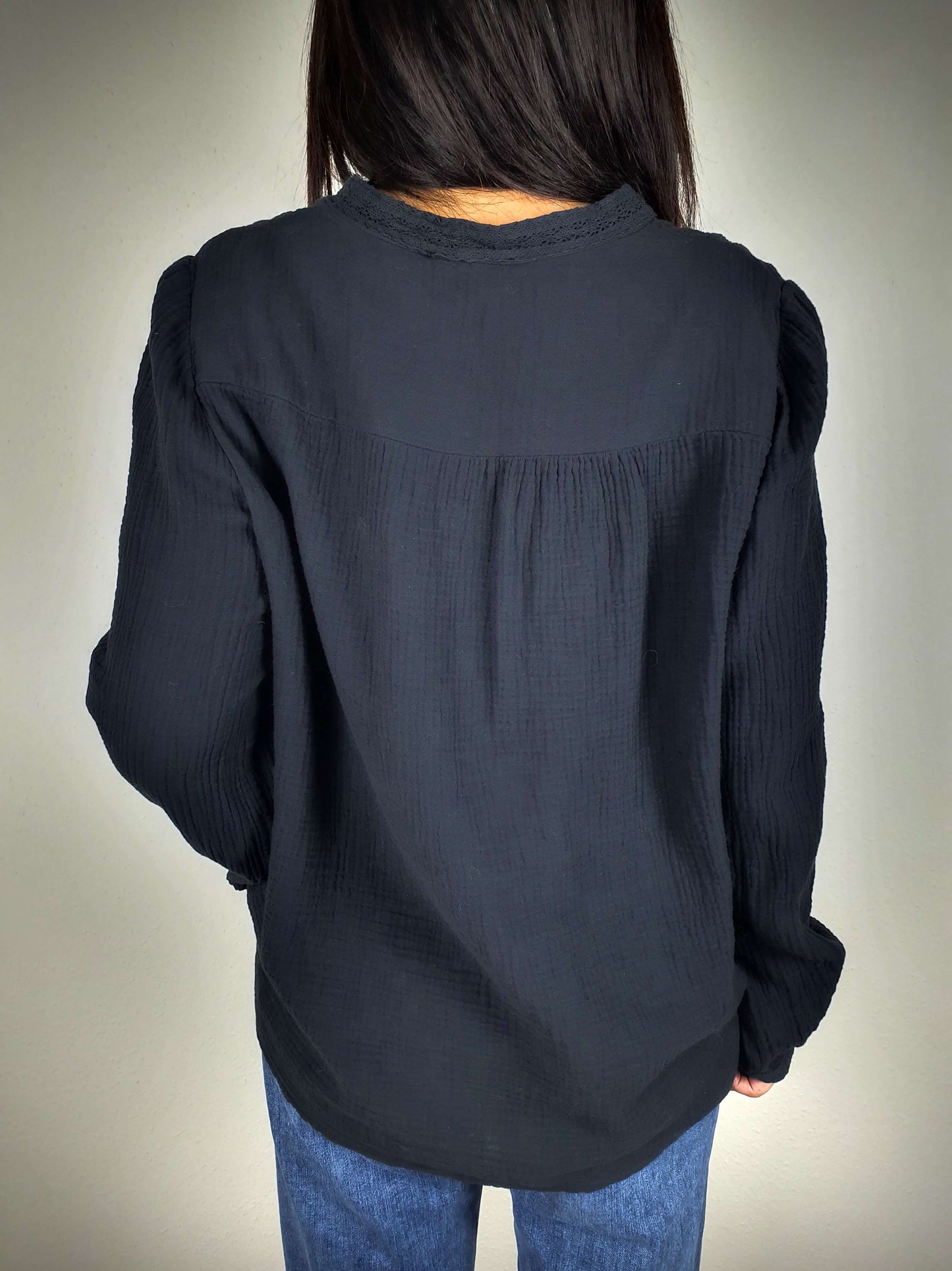 Blouse gaze de coton PAOLA noir