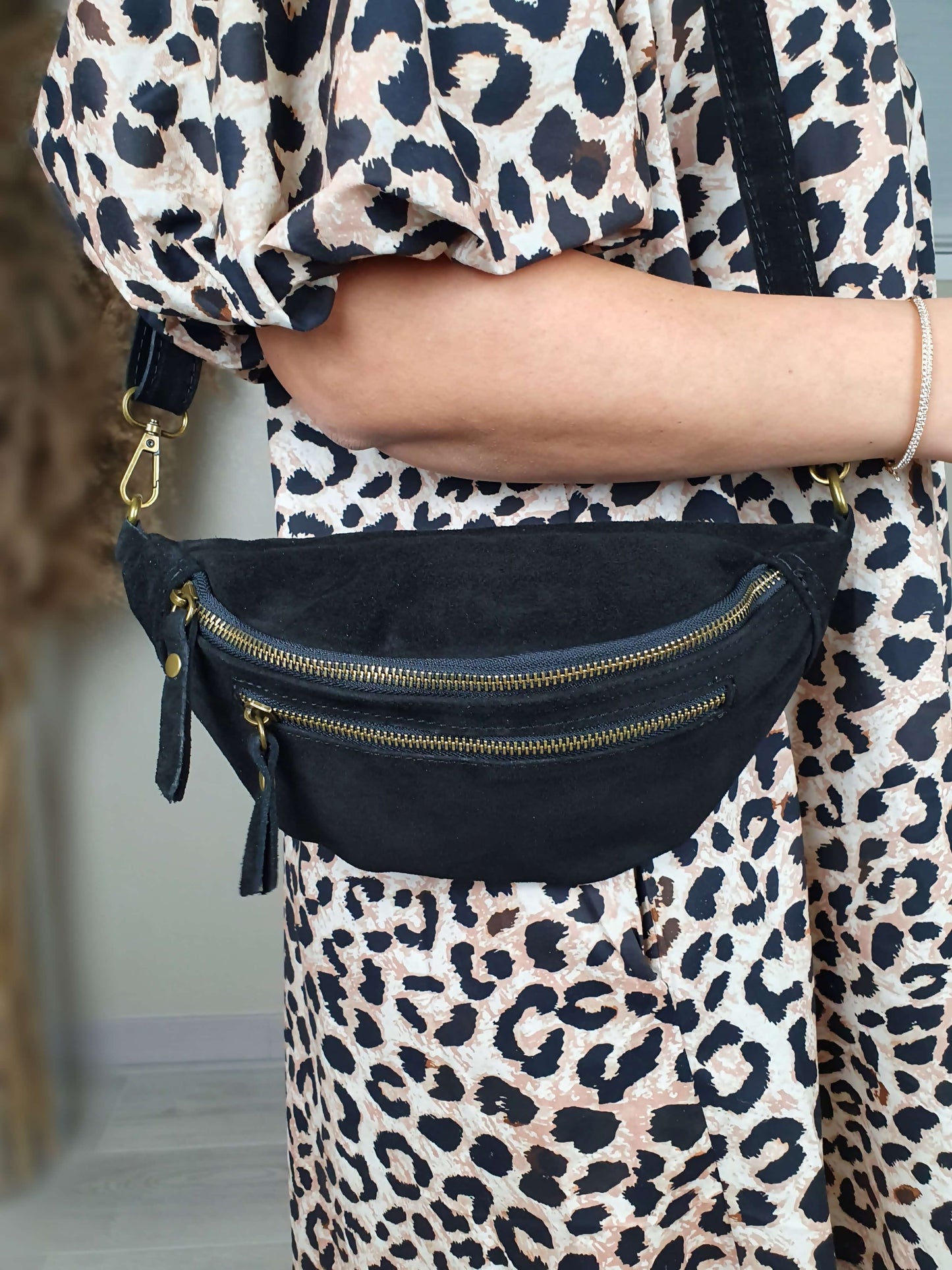 Sac banane en cuir JAKE noir